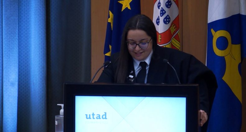 Maria Ferreira, Presidente AAUTAD a discursar nos 36 anos da UTAD